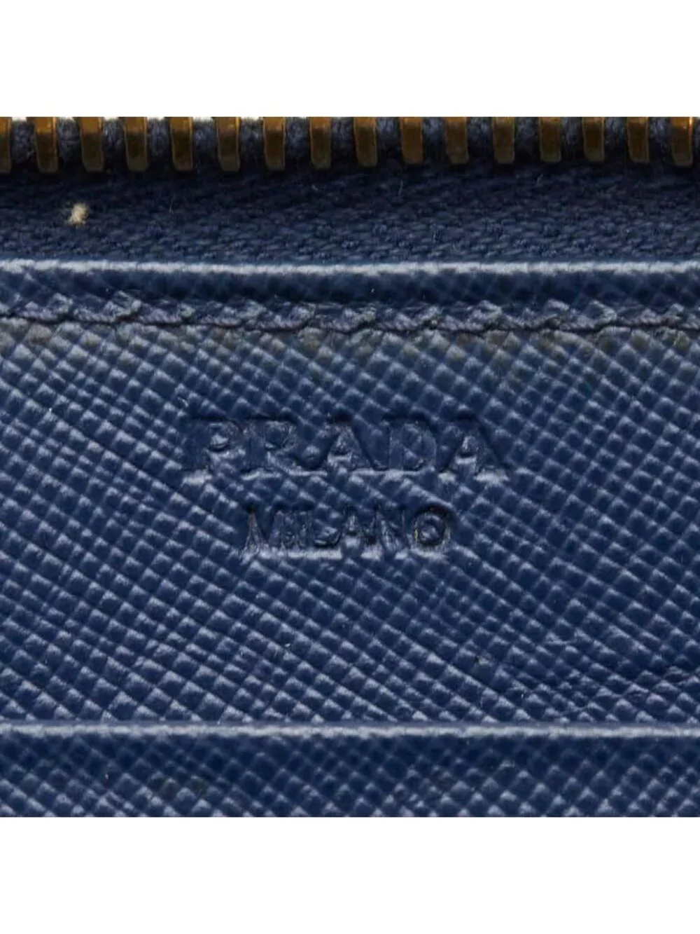 Prada Zip Around Wallet Navy Saffiano Leather